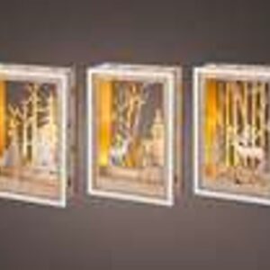 LED scenery houtforest scenery steady BO binnen 3 ass naturel/warm wit L4cm x w10cm x h15cm